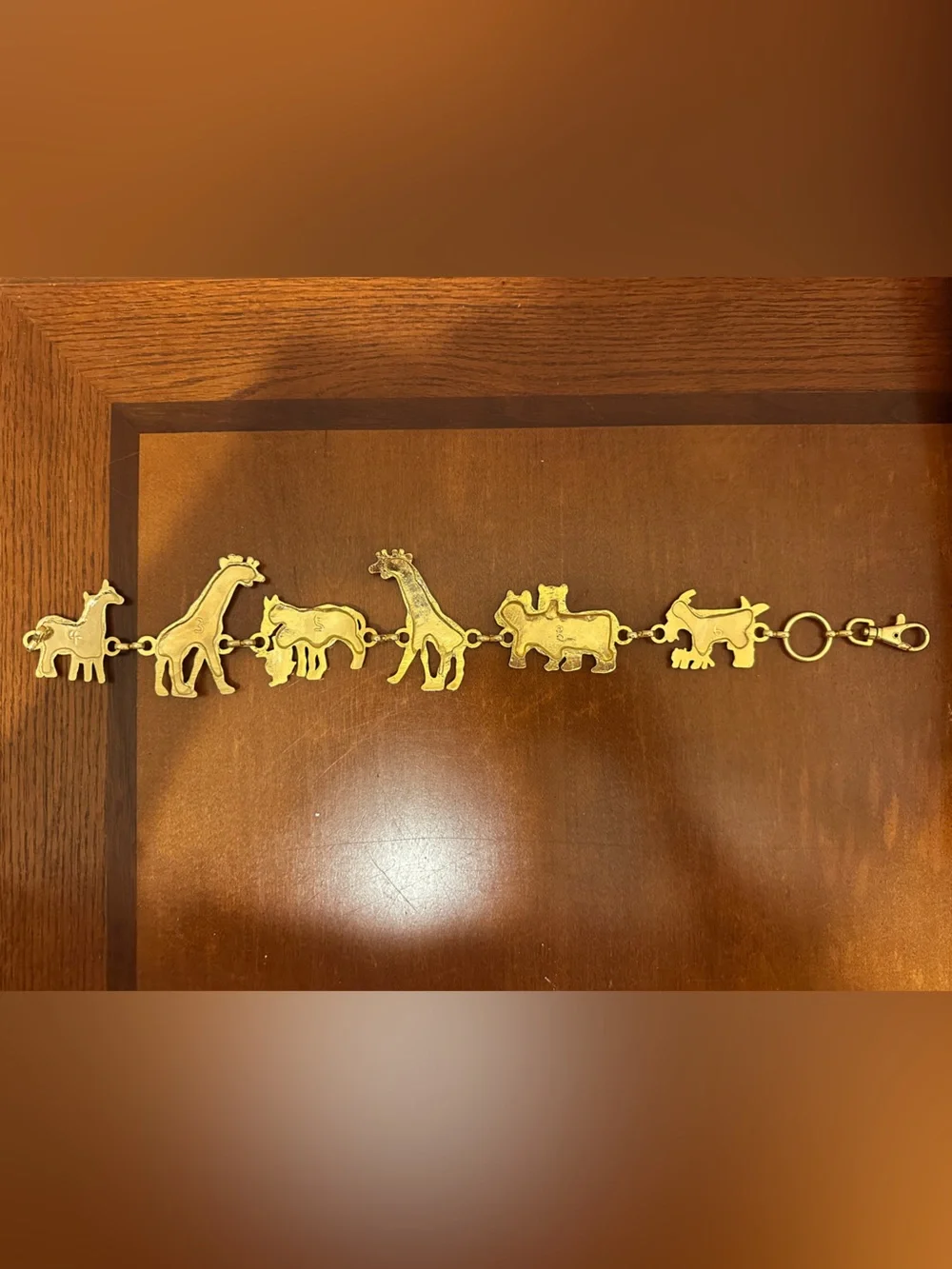 Vintage Brass Noah’s Ark Safari Animal Charm Keychain Bag Charm Giraffe Zebra